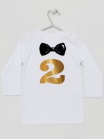 dwójka z muszką na drugie urodziny koszulka z długim rękawem kolor biały 220