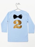 dwójka z muszką na drugie urodziny koszulka z długim rękawem kolor błękitny 220
