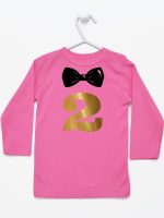 dwójka z muszką na drugie urodziny koszulka z długim rękawem kolor ciemny różowy 220