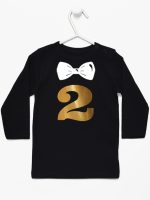 dwójka z muszką na drugie urodziny koszulka z długim rękawem kolor czarny 220