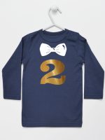 dwójka z muszką na drugie urodziny koszulka z długim rękawem kolor granatowy 220