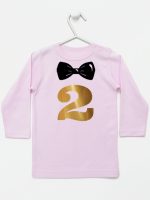 dwójka z muszką na drugie urodziny koszulka z długim rękawem kolor różowy 220