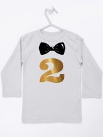 dwójka z muszką na drugie urodziny koszulka z długim rękawem kolor szary 220