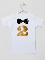 dwójka z muszką na drugie urodziny koszulka z krótkim rękawem kolor biały 220