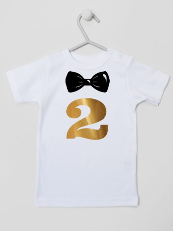 dwójka z muszką na drugie urodziny koszulka z krótkim rękawem kolor biały 220