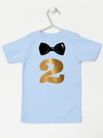 dwójka z muszką na drugie urodziny koszulka z krótkim rękawem kolor błękitny 220
