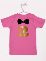 dwójka z muszką na drugie urodziny koszulka z krótkim rękawem kolor ciemny różowy 220