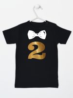 dwójka z muszką na drugie urodziny koszulka z krótkim rękawem kolor czarny 220