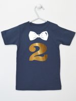dwójka z muszką na drugie urodziny koszulka z krótkim rękawem kolor granatowy 220