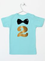 dwójka z muszką na drugie urodziny koszulka z krótkim rękawem kolor miętowy 220