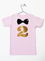 dwójka z muszką na drugie urodziny koszulka z krótkim rękawem kolor różowy 220