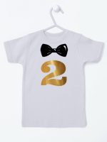 dwójka z muszką na drugie urodziny koszulka z krótkim rękawem kolor szary 220