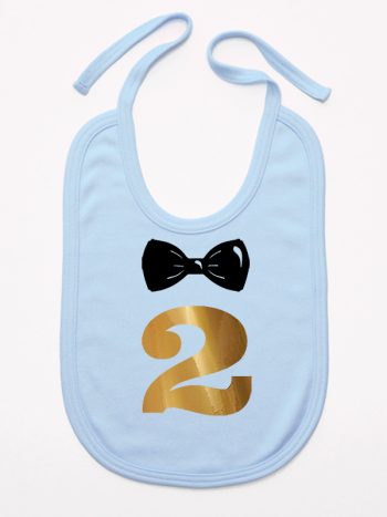dwójka z muszką na drugie urodziny śliniak niemowlęcy kolor błękitny 220