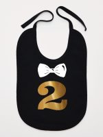 dwójka z muszką na drugie urodziny śliniak niemowlęcy kolor czarny 220