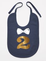 dwójka z muszką na drugie urodziny śliniak niemowlęcy kolor granatowy 220