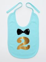 dwójka z muszką na drugie urodziny śliniak niemowlęcy kolor miętowy 220