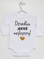dziadku jesteś najlepszy body z długim rękawem kolor biały 176
