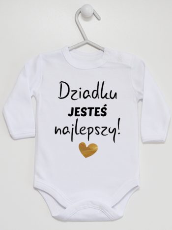 dziadku jesteś najlepszy body z długim rękawem kolor biały 176
