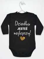 dziadku jesteś najlepszy body z długim rękawem kolor czarny 176
