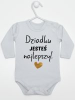 dziadku jesteś najlepszy body z długim rękawem kolor szary 176
