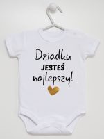 dziadku jesteś najlepszy body z krótkim rękawem kolor biały 176