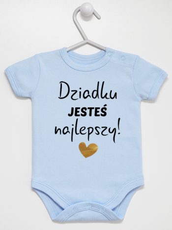 dziadku jesteś najlepszy body z krótkim rękawem kolor błękitny 176