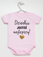 dziadku jesteś najlepszy body z krótkim rękawem kolor różowy 176