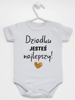 dziadku jesteś najlepszy body z krótkim rękawem kolor szary 176