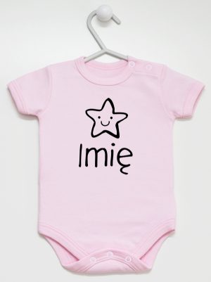 gwiazdka z imieniem maluszka body z krótkim rękawem kolor różowy 128