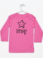 gwiazdka z imieniem maluszka koszulka z długim rękawem kolor ciemny różowy 128