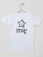 gwiazdka z imieniem maluszka koszulka z krótkim rękawem kolor biały 128