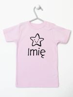 gwiazdka z imieniem maluszka koszulka z krótkim rękawem kolor różowy 128