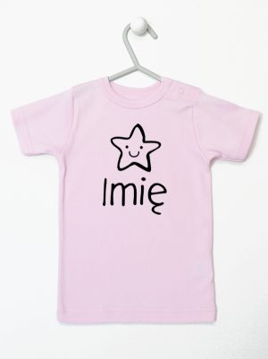 gwiazdka z imieniem maluszka koszulka z krótkim rękawem kolor różowy 128