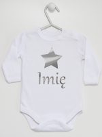 gwiazdka z imieniem nadruk srebrny body z długim rękawem kolor biały 123