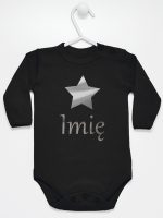 gwiazdka z imieniem nadruk srebrny body z długim rękawem kolor czarny 123