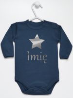 gwiazdka z imieniem nadruk srebrny body z długim rękawem kolor granatowy 123