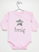 gwiazdka z imieniem nadruk srebrny body z długim rękawem kolor różowy 123