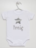 gwiazdka z imieniem nadruk srebrny body z krótkim rękawem kolor biały 123