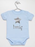 gwiazdka z imieniem nadruk srebrny body z krótkim rękawem kolor błękitny 123