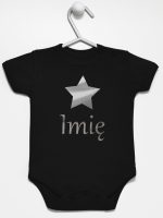 gwiazdka z imieniem nadruk srebrny body z krótkim rękawem kolor czarny 123