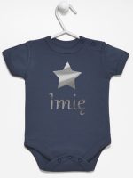 gwiazdka z imieniem nadruk srebrny body z krótkim rękawem kolor granatowy 123