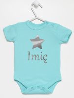gwiazdka z imieniem nadruk srebrny body z krótkim rękawem kolor miętowy 123