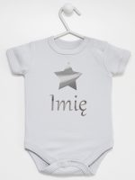 gwiazdka z imieniem nadruk srebrny body z krótkim rękawem kolor szary 123