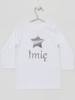 gwiazdka z imieniem nadruk srebrny koszulka z długim rękawem kolor biały 123