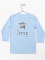 gwiazdka z imieniem nadruk srebrny koszulka z długim rękawem kolor błękitny 123