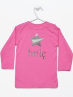 gwiazdka z imieniem nadruk srebrny koszulka z długim rękawem kolor ciemny różowy 123