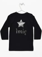 gwiazdka z imieniem nadruk srebrny koszulka z długim rękawem kolor czarny 123
