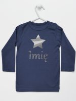 gwiazdka z imieniem nadruk srebrny koszulka z długim rękawem kolor granatowy 123