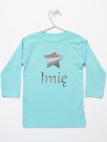 gwiazdka z imieniem nadruk srebrny koszulka z długim rękawem kolor miętowy 123