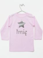 gwiazdka z imieniem nadruk srebrny koszulka z długim rękawem kolor różowy 123